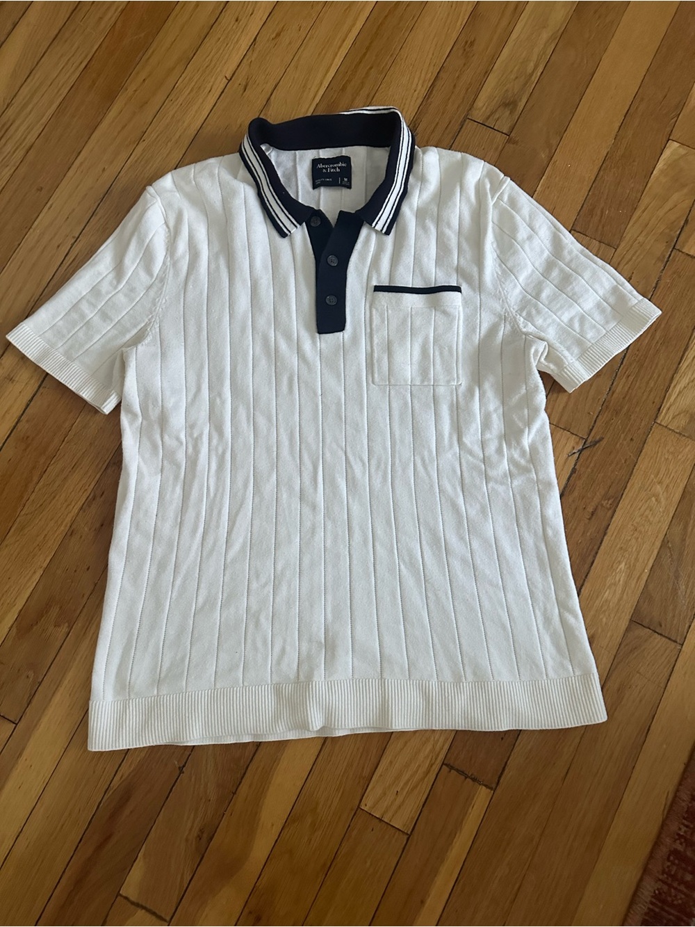 Abercrombie & Fitch White Polo with Navy Trim